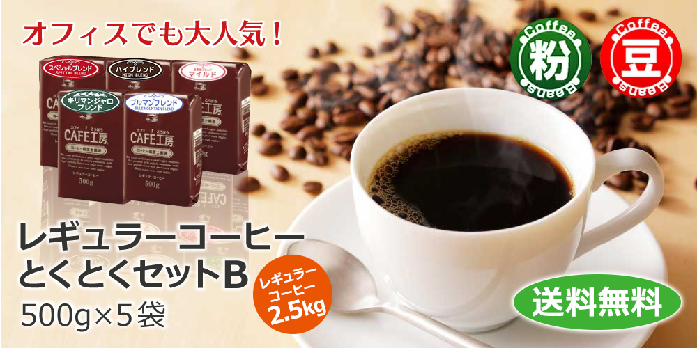 レギュラーコーヒー2.5kg とくとくセットB (500g×5袋)【広島発