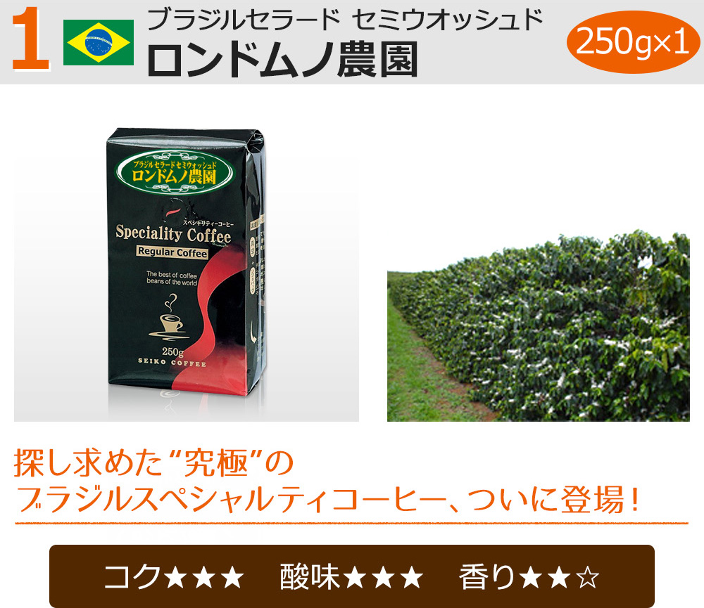 ブラジルセラード セミウオッシュド ロンドムノ農園