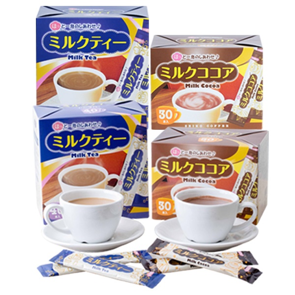 ミルクココア＆ミルクティー140（各2箱お得セット）【広島発☆コーヒー通販カフェ工房】