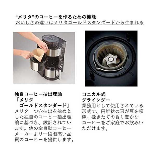 メリタ アロマフレッシュサーモ（10杯用ミル付きコーヒーメーカー）＆カフェ工房豆コラボセット| 送料無料