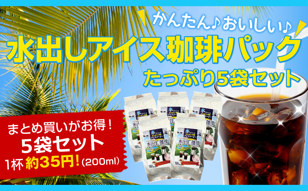 5袋セット 水出しアイス珈琲パック(70g×2袋)｜コーヒー通販【カフェ工房】