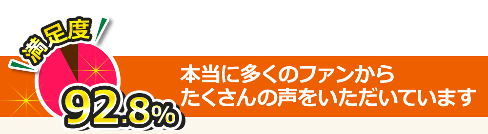 満足度92.8％　本当に多くのファンからたくさんの声をいただいています