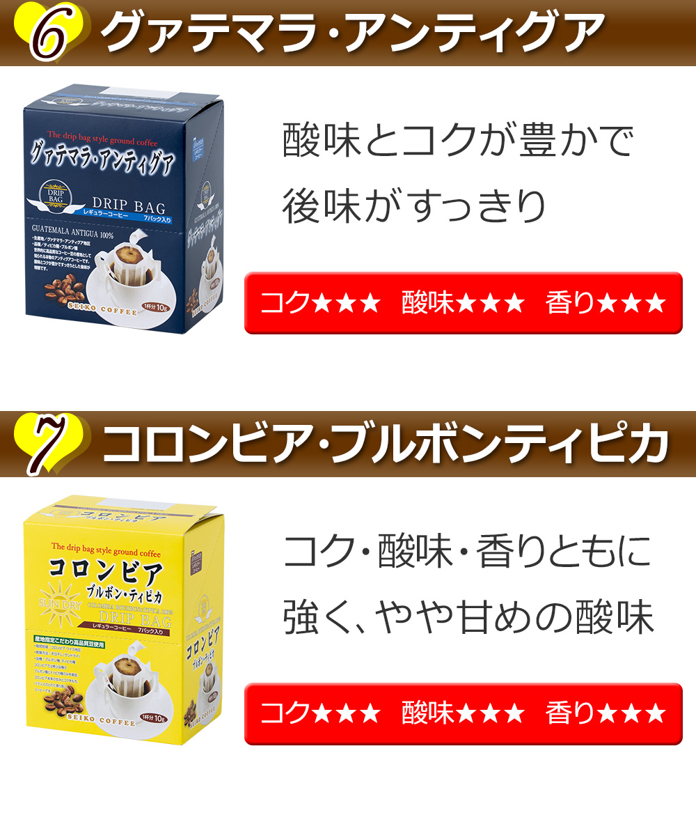 6.グァテマラ・アンティグア 7.コロンビア・ブルボンティピカ