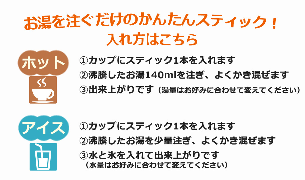 お湯を注ぐだけのかんたんスティック！